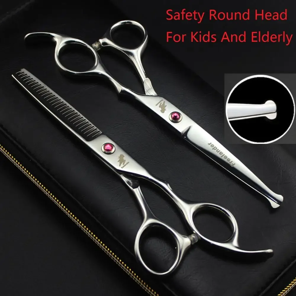 Freelander 6 inch Professional Kids Safety Round Head Hair Cutting Scissors Shears For Young Mother Or Professional Hairdresser