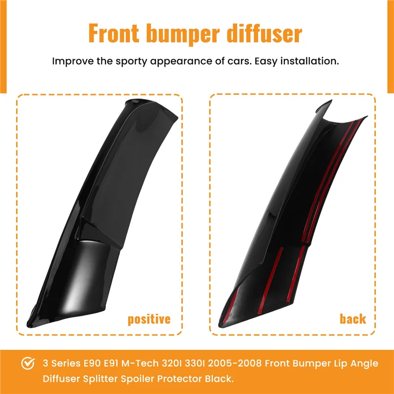 

OB-For BMW 3 Series E90 E91 M-Tech 320I 330I 2005-2008 Front Bumper Lip Angle Diffuser Splitter Spoiler Protector