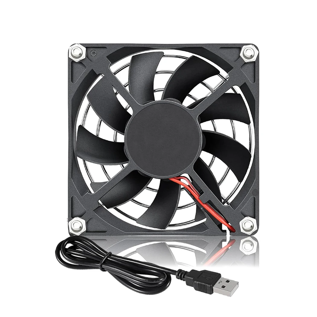 80mm x 10mm Slim USB Fan DC 5V Powered Brushless, Ultra Thin 8010, 80x80x10mm, for Mini Computer PC, Receiver, DVR, Cable Box