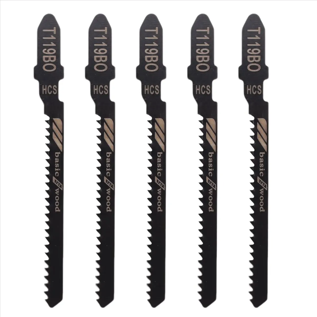 HITL 20-Piece T119BO 12 TPI Assorted T-Shank Scrolling Jig Saw Blades Set for Cutting Wood