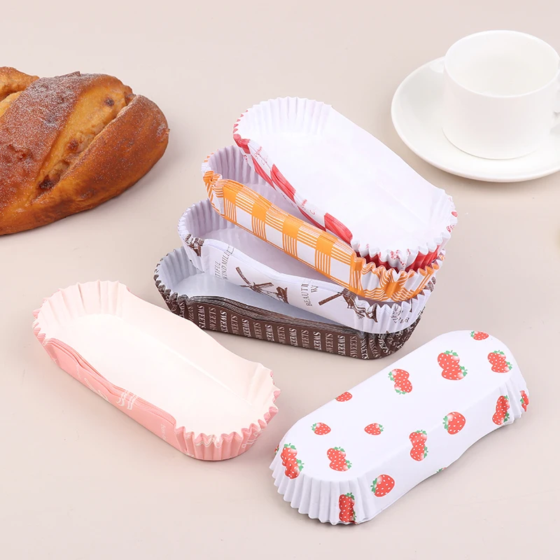 ●100Pcs Disposable Cupcake Liners Greaseproof Baking Cups Non-Stick Paper Baking Cups Boat Shape Cake Paper Mufin Liners