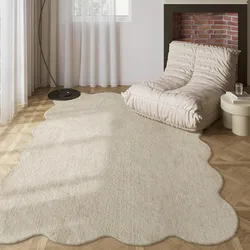 Modern Minimalism Living Room Decoration Solid Color Rug Irregular Plush Carpet Fluffy Soft Rugs for Bedroom Home Washable Mat