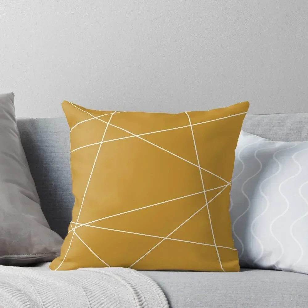 Criss Cross Minimalist Geometric Abstract in Mustard Gold and White Throw Pillow Cushions Home Decor pillow