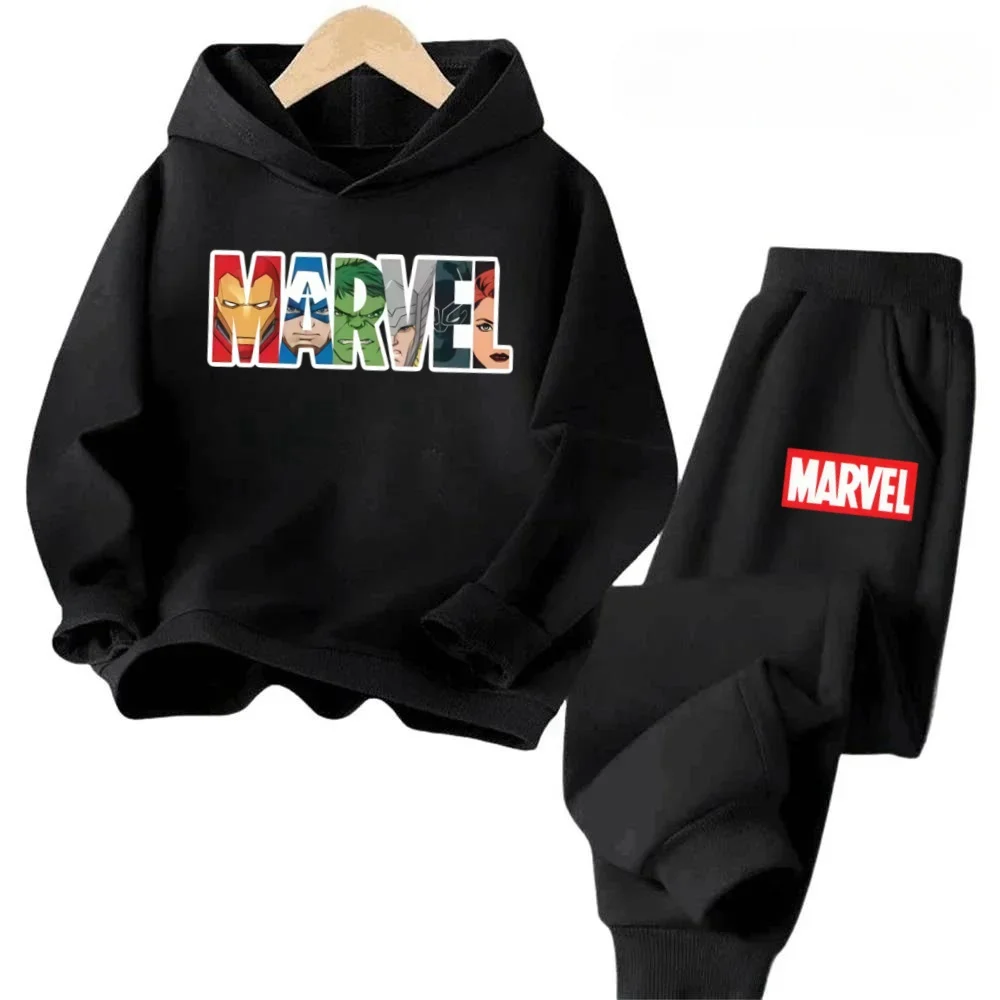 

Super Hero Cartoon Kids Hoodie Set 2PCS Marvel Print Long Sleeve Hooded Sweatshirt Pants Boys Girls Warm Outfit