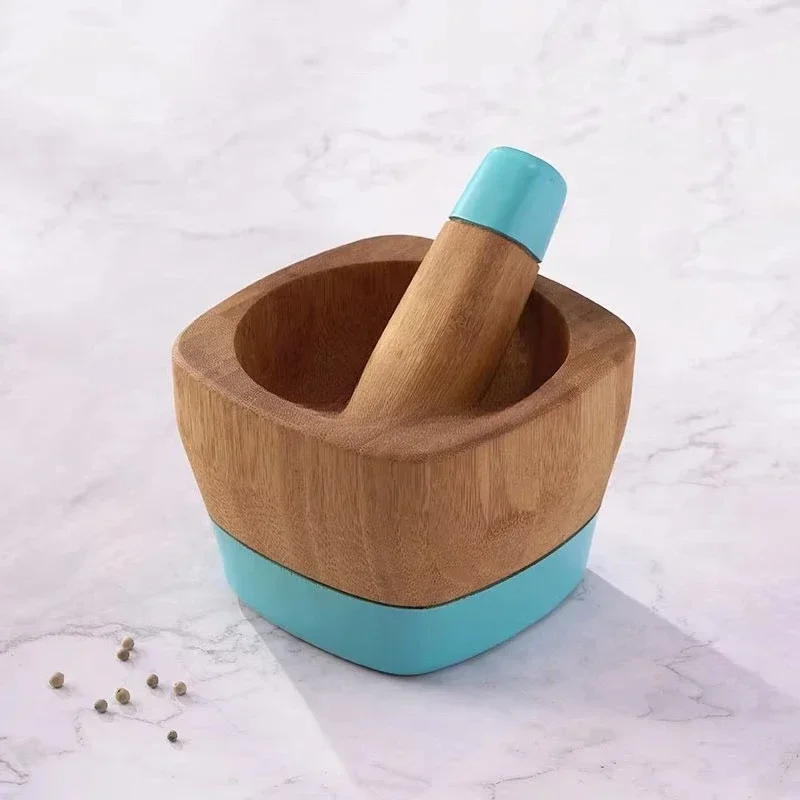 Bamboo mortar manual pepper spice grinder