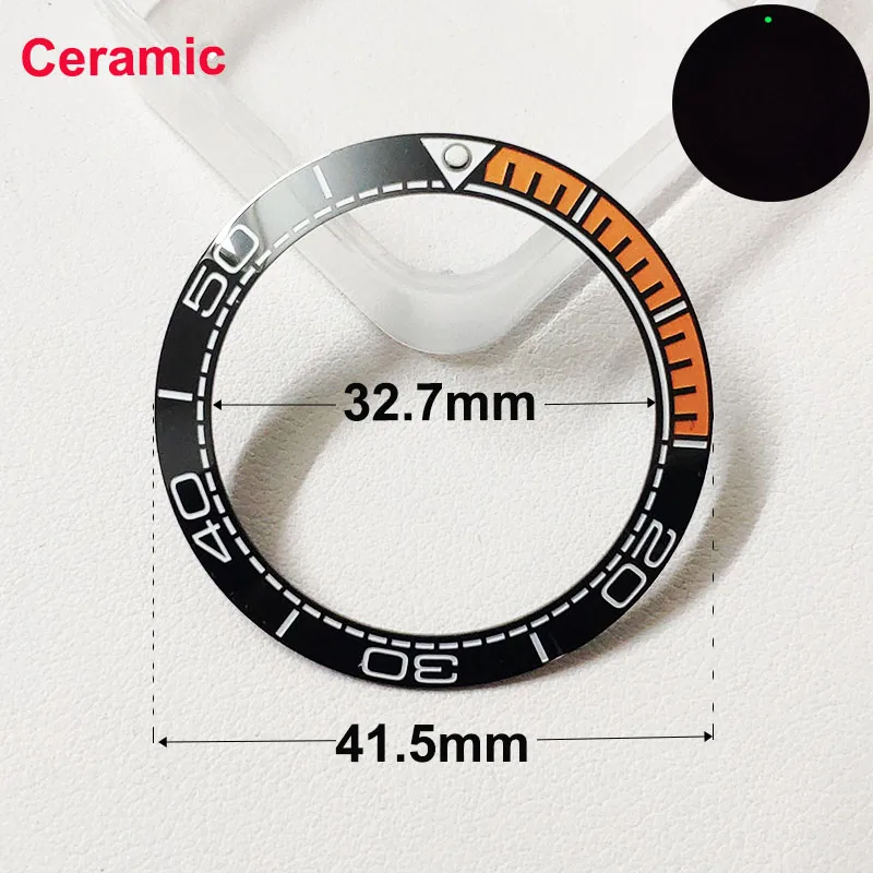 Sloping Ceramic/Aluminum Luminous Bezel Insert 41.5mm * 32.7mm Fit For 43.5mm Men Sea Master Watch Ring Replacement Accessories