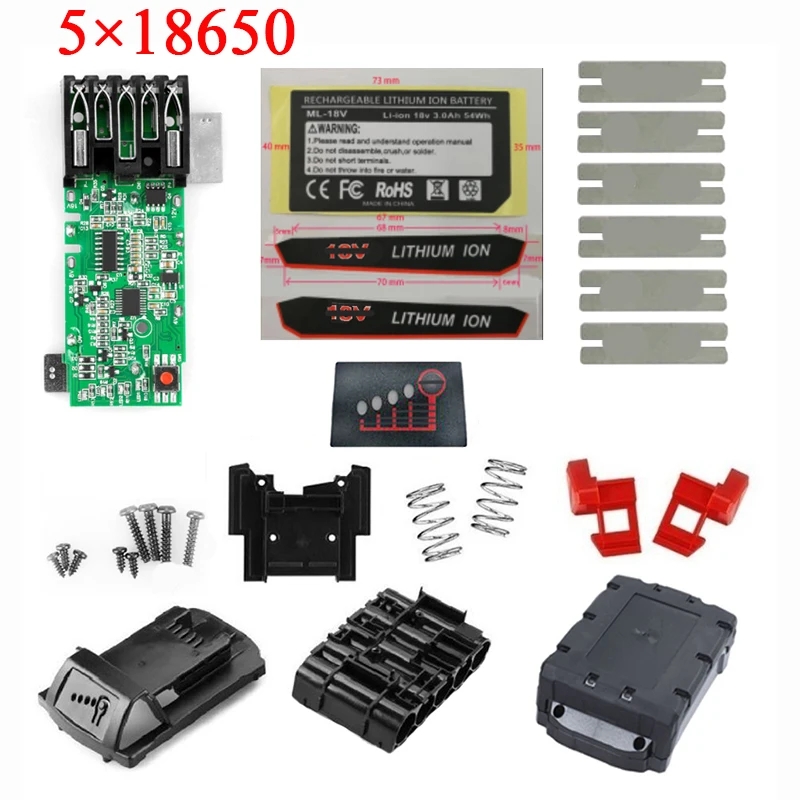 M18 Li-ion Battery Plastic Case PCB Charging Protection Circuit Board Shell For Milwaukee 18V 3Ah 6Ah 9Ah Housings Sticker Label