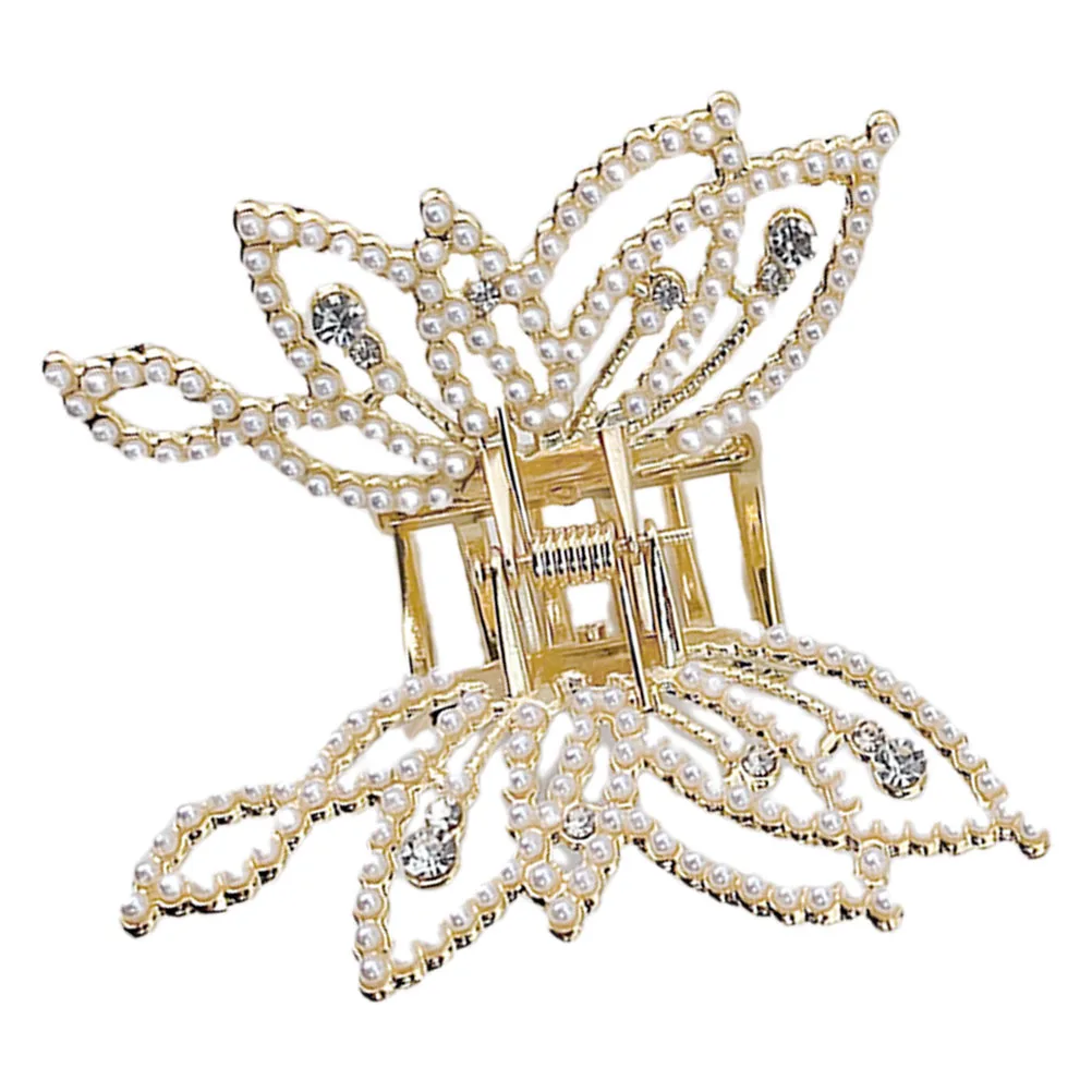 

Butterfly Pearl Hair Clip Delicate Rhinestone Claw Clip Elegant Hair Accessories for Women Party Wedding Daily Use
