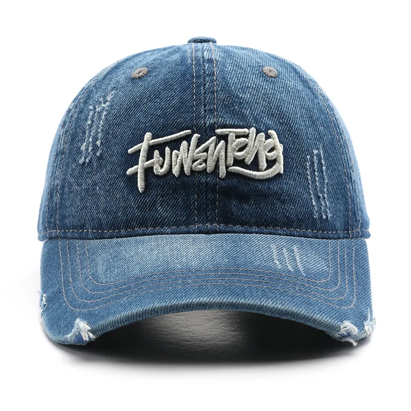 

Retro Cotton Washed Denim Baseball Cap Letter Embroidered Fishing Caps for Men Women Classic Comfortable Soft Top Sunshade Hats