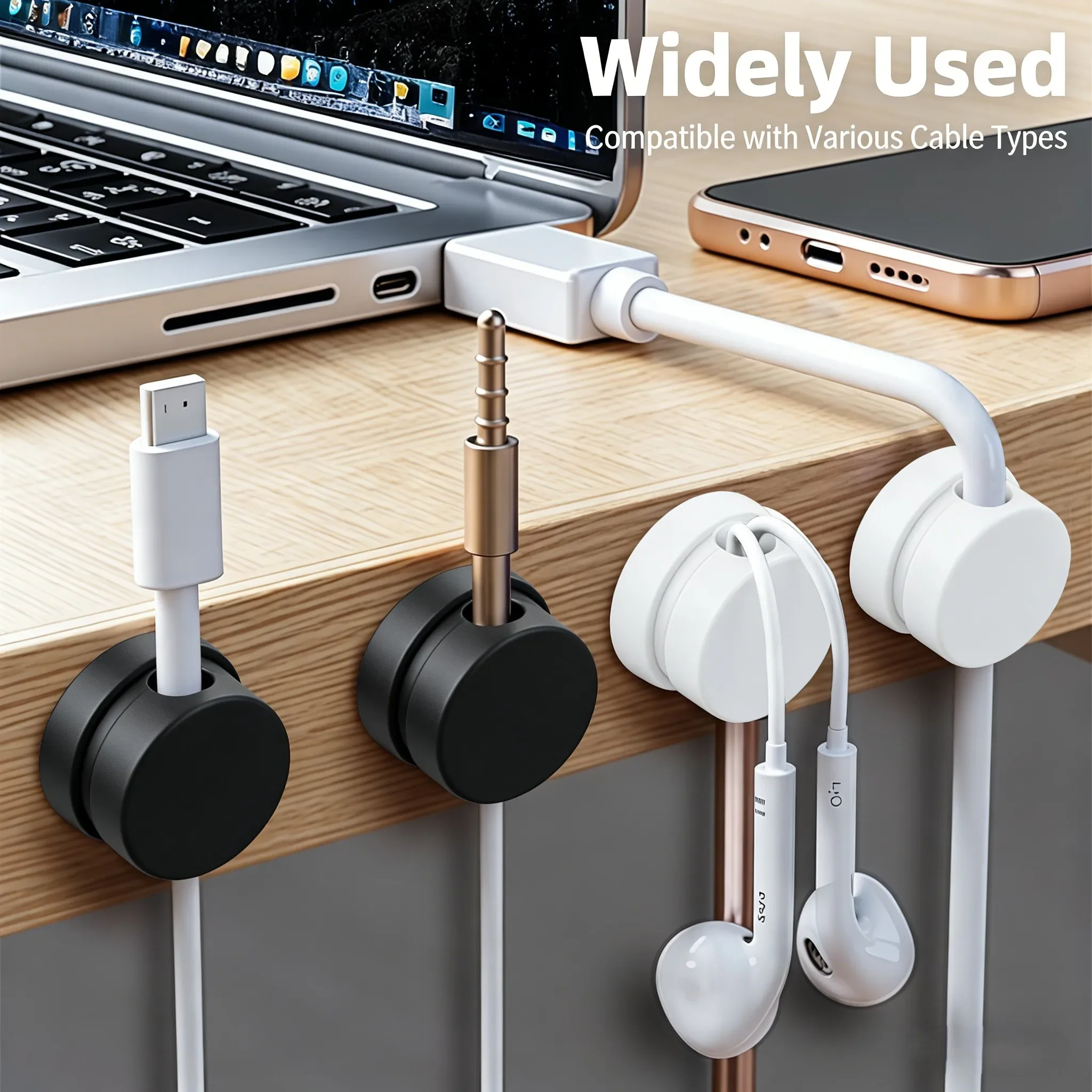 Picture 4: 6PCS 360° Rotation Magnetic Cable Clips Self Adhesive Cord Organizer USB Charger Cable Holder for Desktop Management