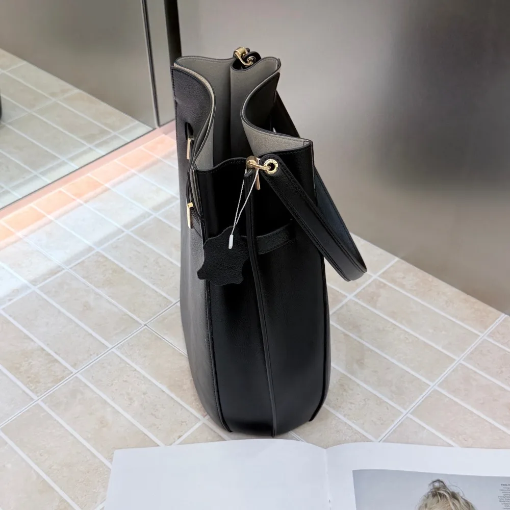 New Bucket Bag Old Money Wind Large Capacity Tote Texture Unique Fashion Bag High Sense Light Luxury Leather Shoulder Armpit - view 3