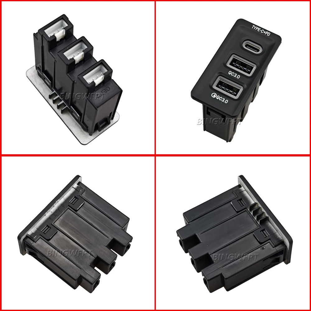 Dual‑Port QC3.0 PD Type‑C Car Charger Socket Switch 12V Phone Fast Charging Power Outlet For Volkswagen Golf MK7 2013-2017