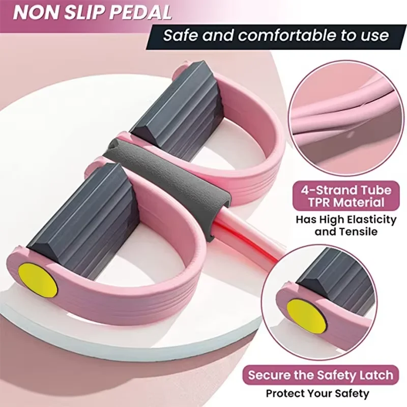 4-Tube Resistance Bands Yoga Pedal Puller Elastic Pull Rope Fitness Equipment for Abdomen Waist Arm Training