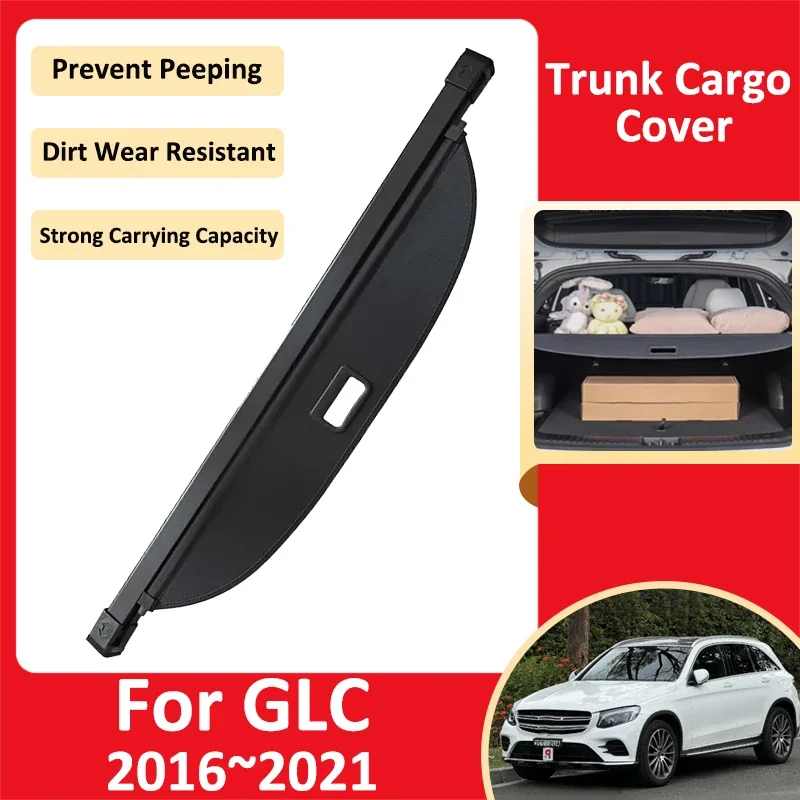 Car Trunk Curtain For Mercedes-Benz GLC 2016~2021 2020 Luggage Storage Adjustable Partition Protective Privacy Cover Accessories