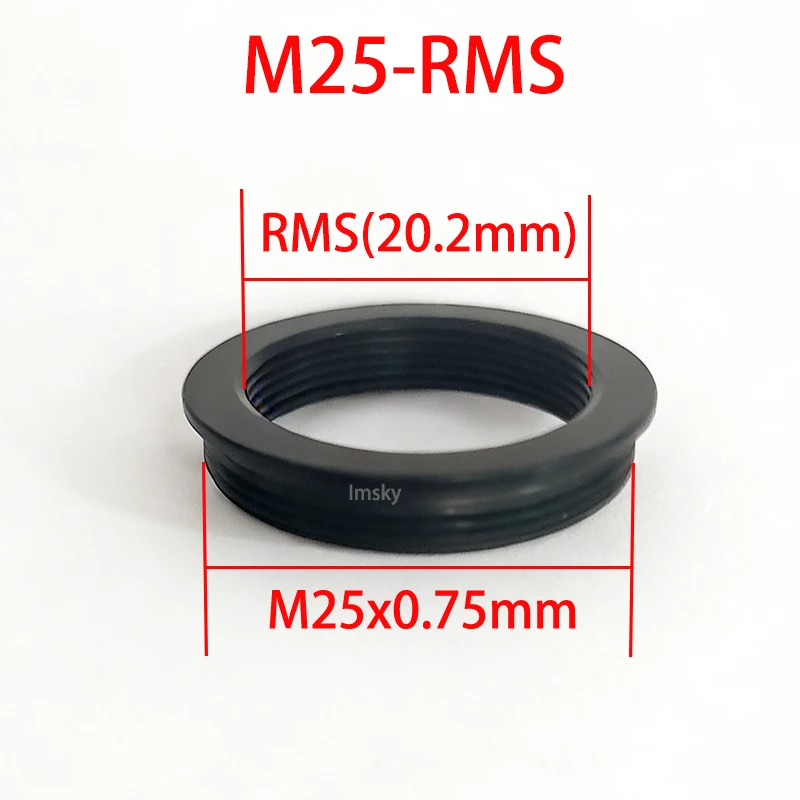 Anneau adaptateur d'objectif de microscope M25 vers RMS 20,2 mm / RMS vers M25, adaptateur M25x0,75 mm, accessoire de microscope