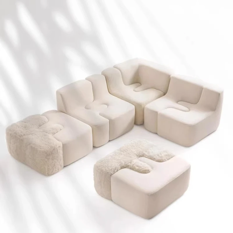 

Sofa cream style living room size free combination movable module sofa