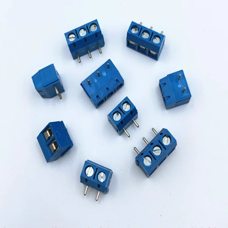 50pcs PCB screw-type terminal EX/KF301R-5.0mm2P 3P bending leg splicing space 5.0mm