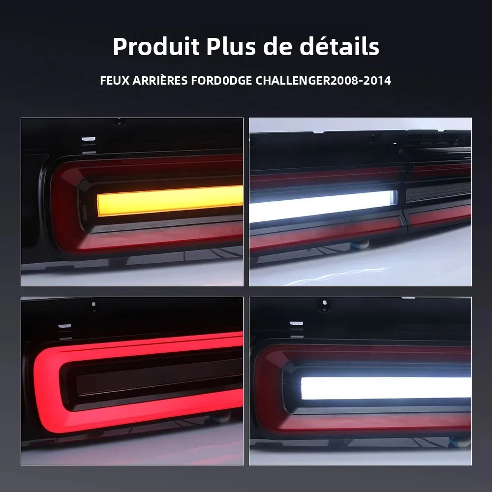 Imagen 7: Par de luces traseras LED para Dodge Challenger 08-14 DRL señal de giro de freno inverso Plug And Play conjunto de luz trasera de coche