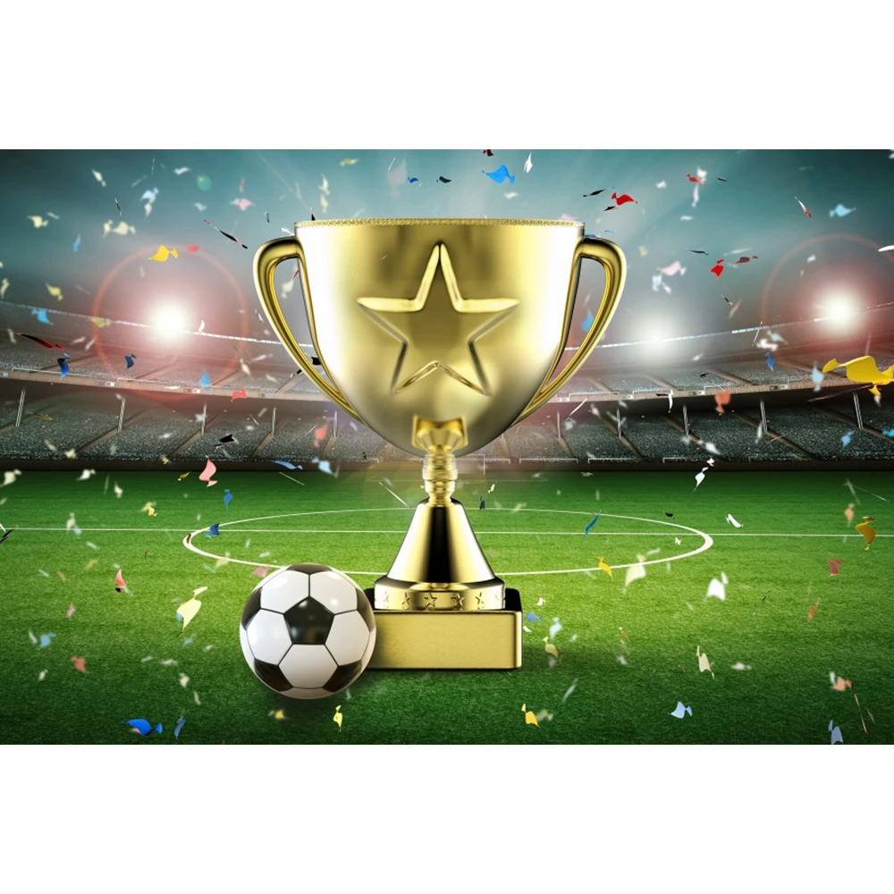 Football Backdrop for Birthday Soccer Field Sport Stadium Champion Cup Boy Baby Birthday Party Decor Photography Background Prop