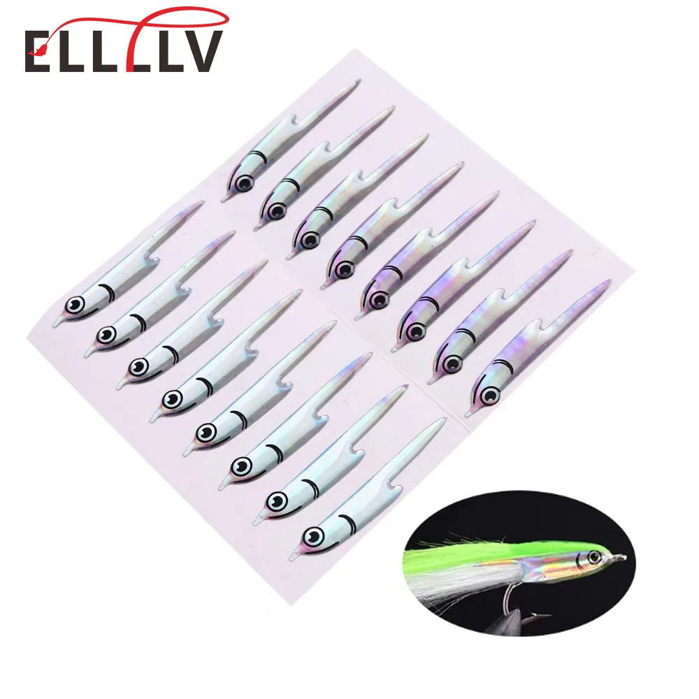 8 Pairs/Bag Fleye Foils Fly Tying Material Pre-shaped Fish Sides Vinyl Masks Silverside Fish Head Sticker for Saltwater Baitfish