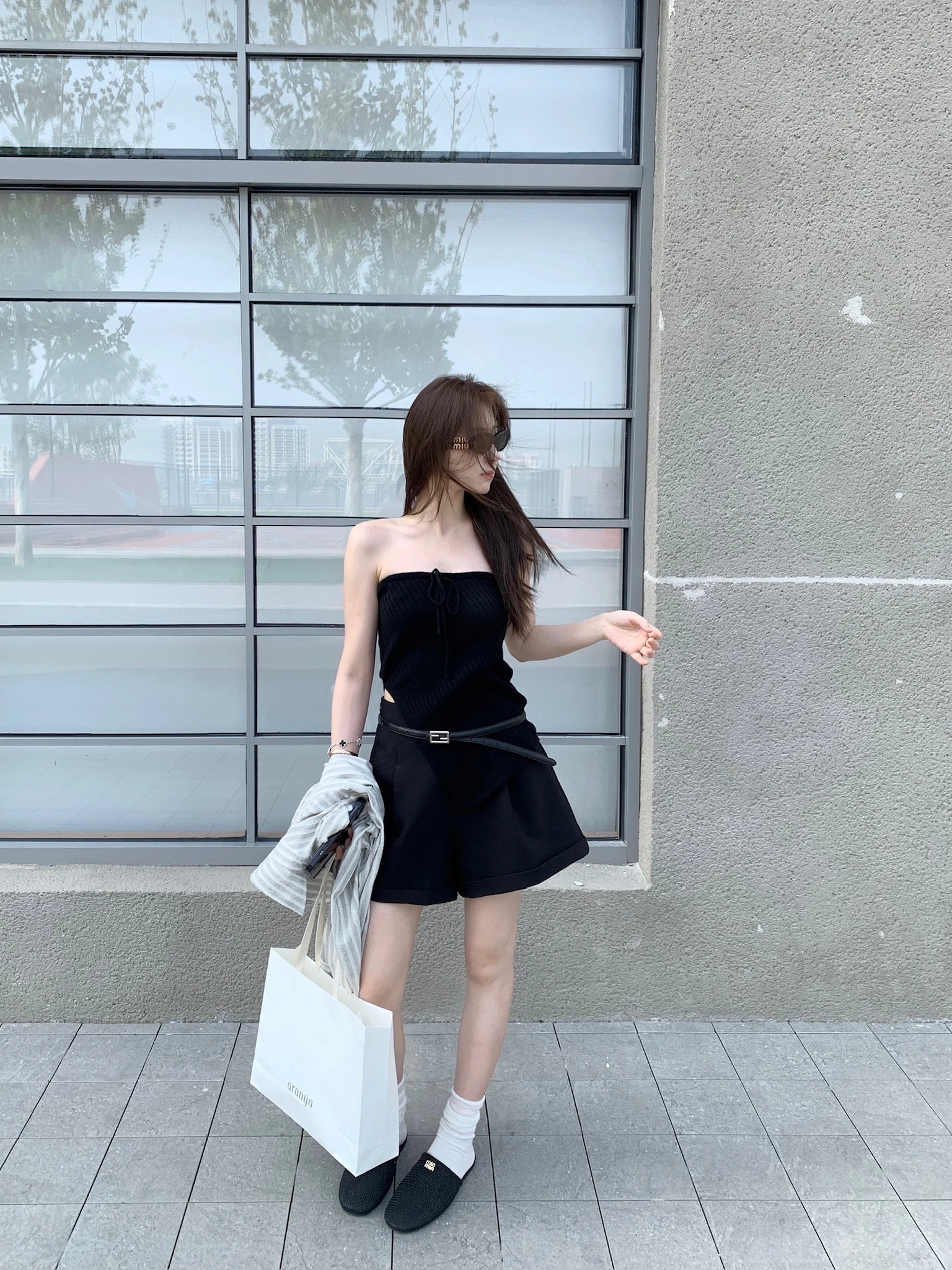 

Faion High Waist Casual Loose A-Line Skirt Women's S25643 Ele Slimming Pants Skirt Ensemble Commute Sle