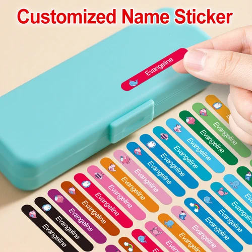 Etiquetas de nombres personalizadas para niños para botellas y suministros escolares: pegatinas duraderas impermeables con colores vibrantes, diseño personalizado