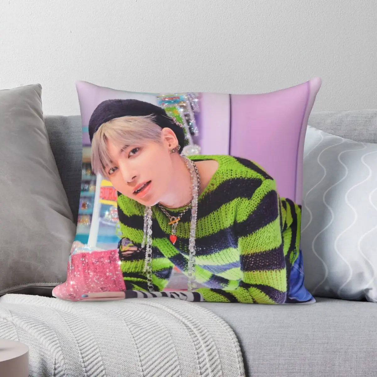 Taehyun TXT FIGHT OR ESCAPE Square Pillowcase Polyester Linen Velvet Creative Zip Decor Pillow Case Bed Cushion Cover