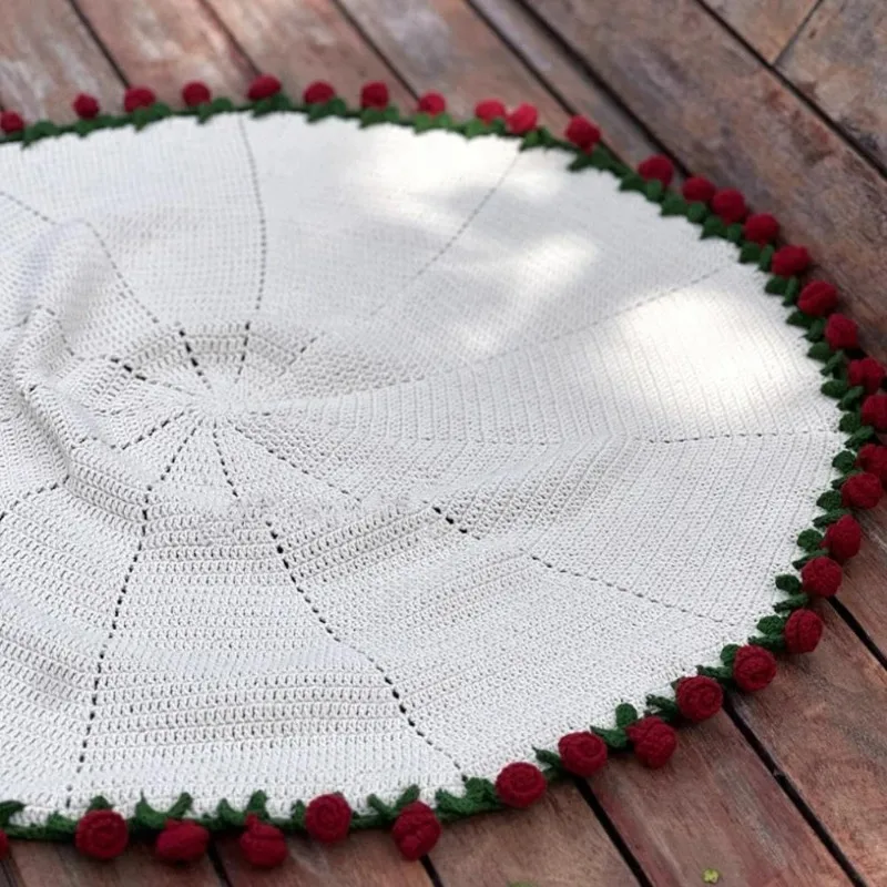1pcs Coaster,blanket Rose Blanket Bouquet With Gift Bag Crochet Handmade Blanket of Roses Birthday Valentine's Day Gift