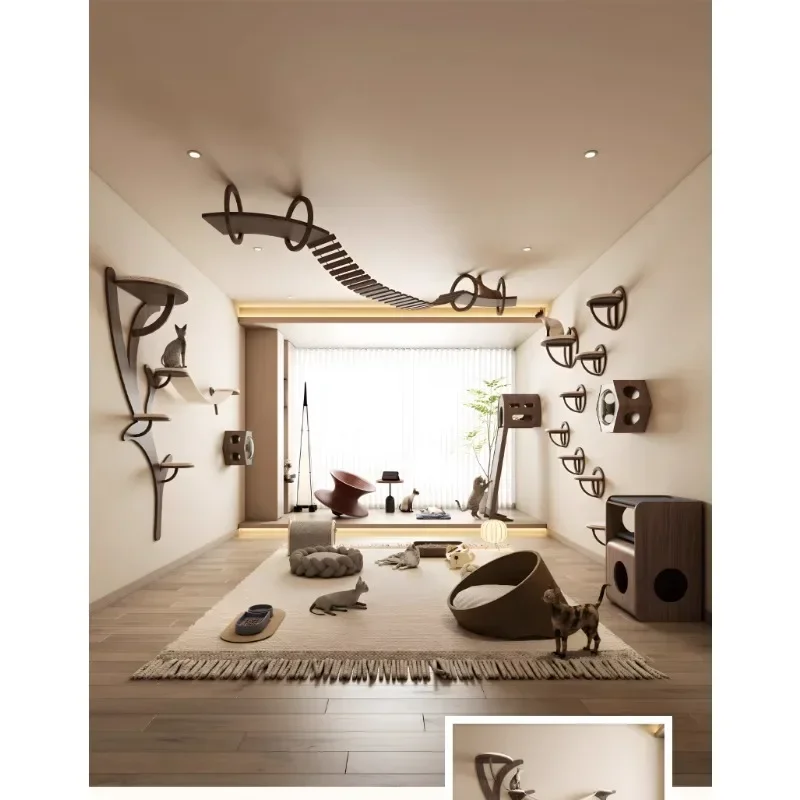 

Cat climbing frame household wall type multi-cat scratching board cat nest integrated