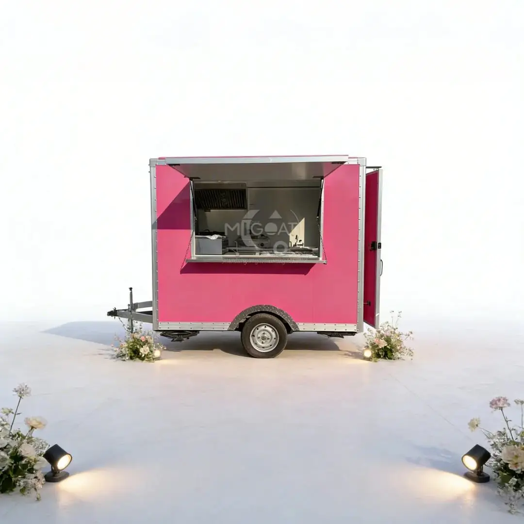 Compact Commercial Grade Mobile Food Cart with Serving Window for Street Food Catering