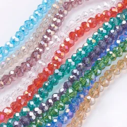 10Strand 123~127pcs/strand Electroplate Glass Beads Strands AB Color Plated Faceted Rondelle Mixed Color 3.5~4x2.5~3mm