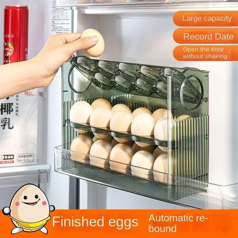 Flip-Style Egg Holder: Maximize Fridge Space with 30-Egg Capacity, Ideal Kitchen & Refrigerator Organizer