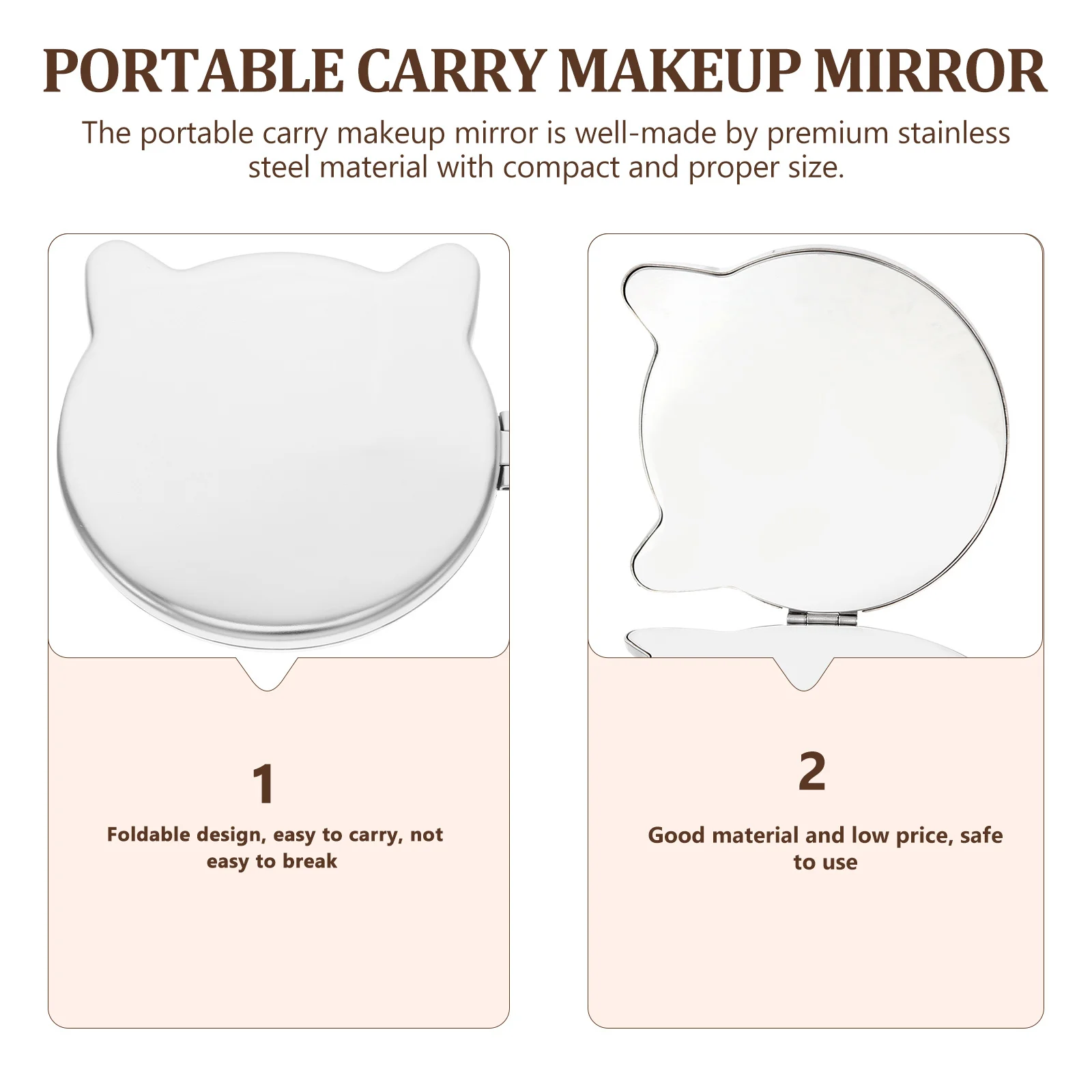 

Mini Makeup Mirror Foldable Dual-Sided Metal Mirror for Women Portable Compact Design Ideal for Handbag Pocket Travel
