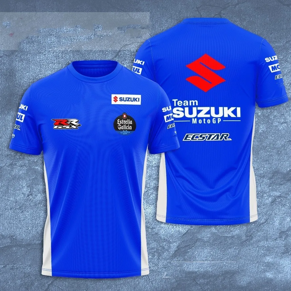 تي شيرت سوزوكي للدراجات النارية يسمح بمرور الهواء، رقبة دائرية للرجال، ملابس رياضية نسائية من سوزوكي جيرسي بأكمام قصيرة، بلوزة كاجوال للصيف #3