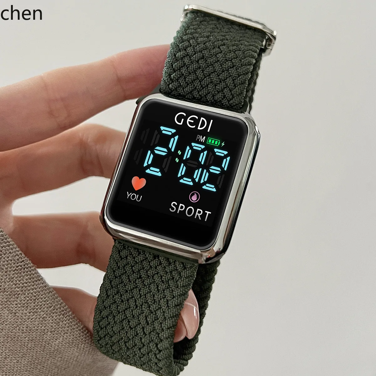 ZML large-screen digital display electronic student watch with high aesthetic value and breathable woven strap quartz watch
