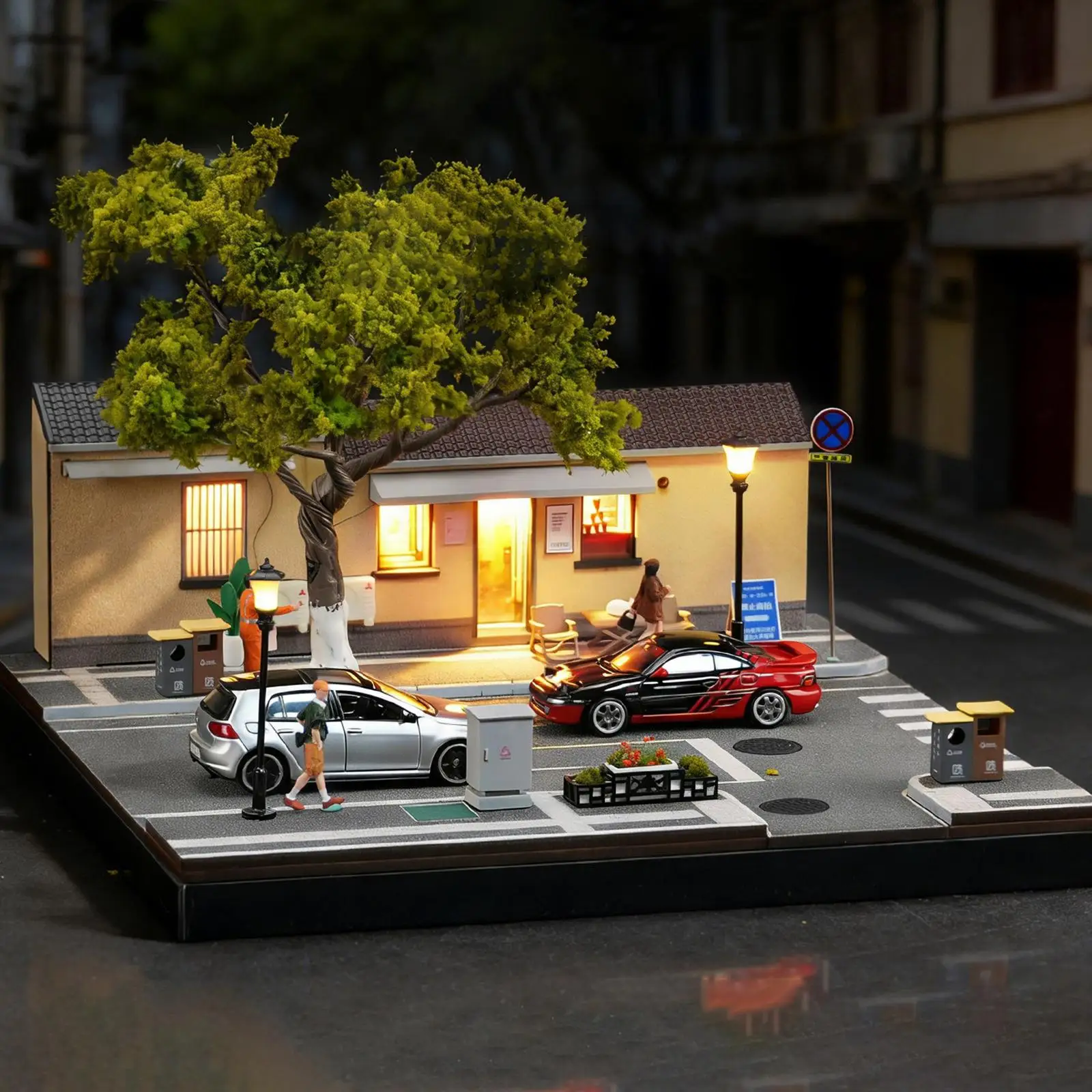 

Витрина для моделей мини-автомобилей с подсветкой, коллекционный декор для микроландшафта, для миниатюрных гаражных наборов