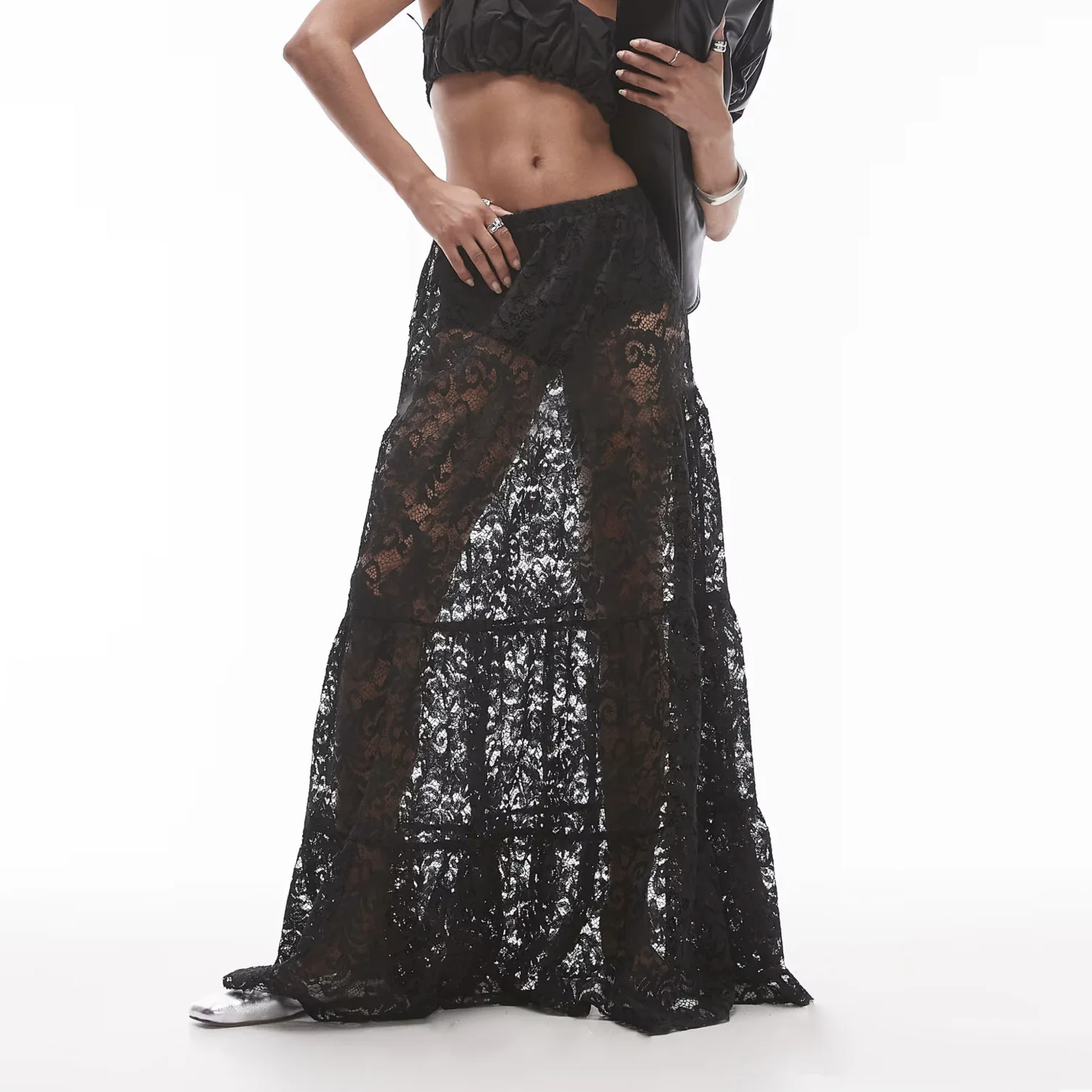 Floral Lace Half Skirt Women European American Fashionable Versatile Comfortable Casual