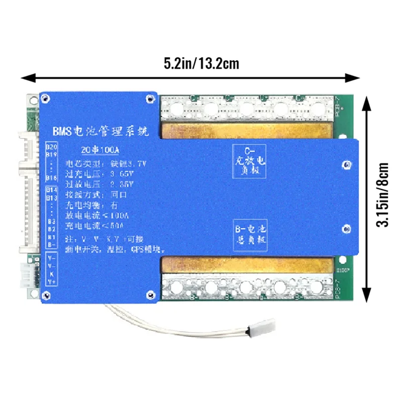 20S 150A LiFePO4 Lithium Protection Board 60V Charge and Discharge with Voltage Balance Bms Function for E-Bike