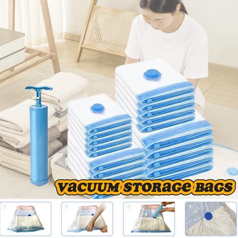 1–10 Stück Vakuum-Aufbewahrungsbeutel, wiederverwendbare, platzsparende Beutel, faltbare, komprimierte Organizer-Tasche für Kleidung, Bettwäsche