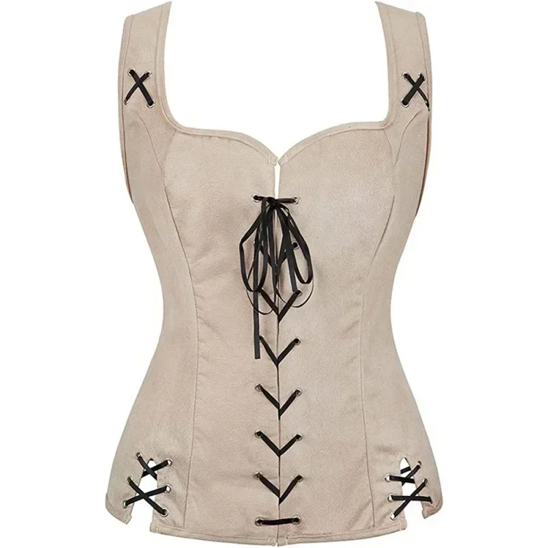 Damen Gothic Weste Renaissance mittelalterliches schulterfreies Top Viktorianisches Ära Mädchen