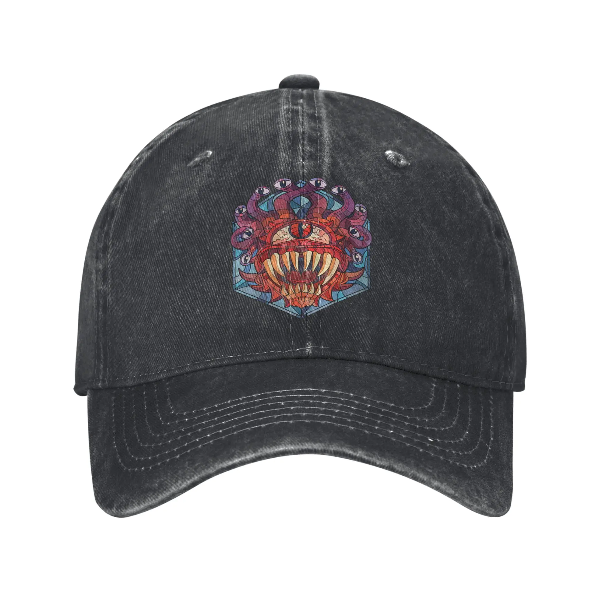 Eye of the Beholder Stained Glass Baseball Cap Vintage Distressed Washed DnD Game Headwear Unisex Outdoor Workouts Fit Caps Hat