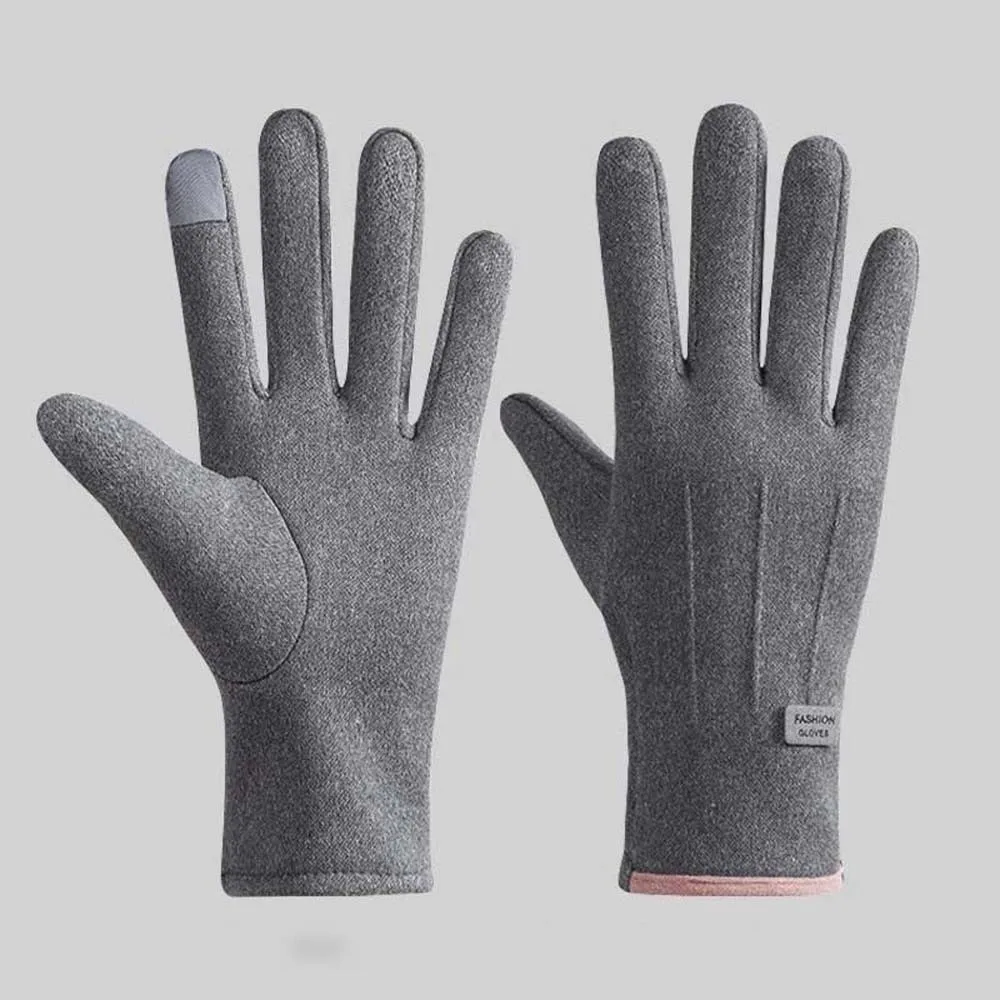 أفخم زوجين مكافحة البرد قفازات لينة بلون سميكة قفازات من جلد الغزال شاشة تعمل باللمس البوليستر يندبروف فنجر القفازات النساء #3