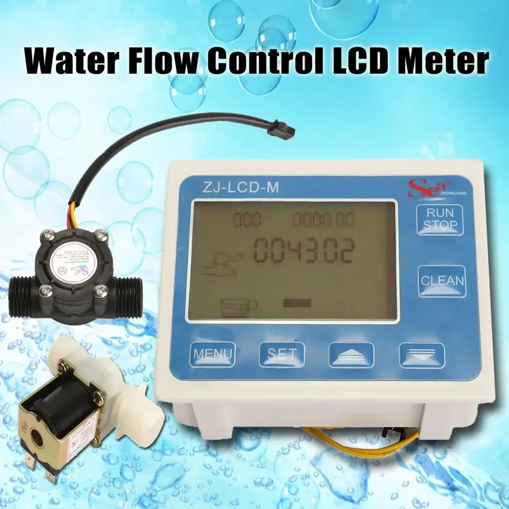 

1/2" Water Flow Control LCD Meter With Flow Sensor and Solenoid val