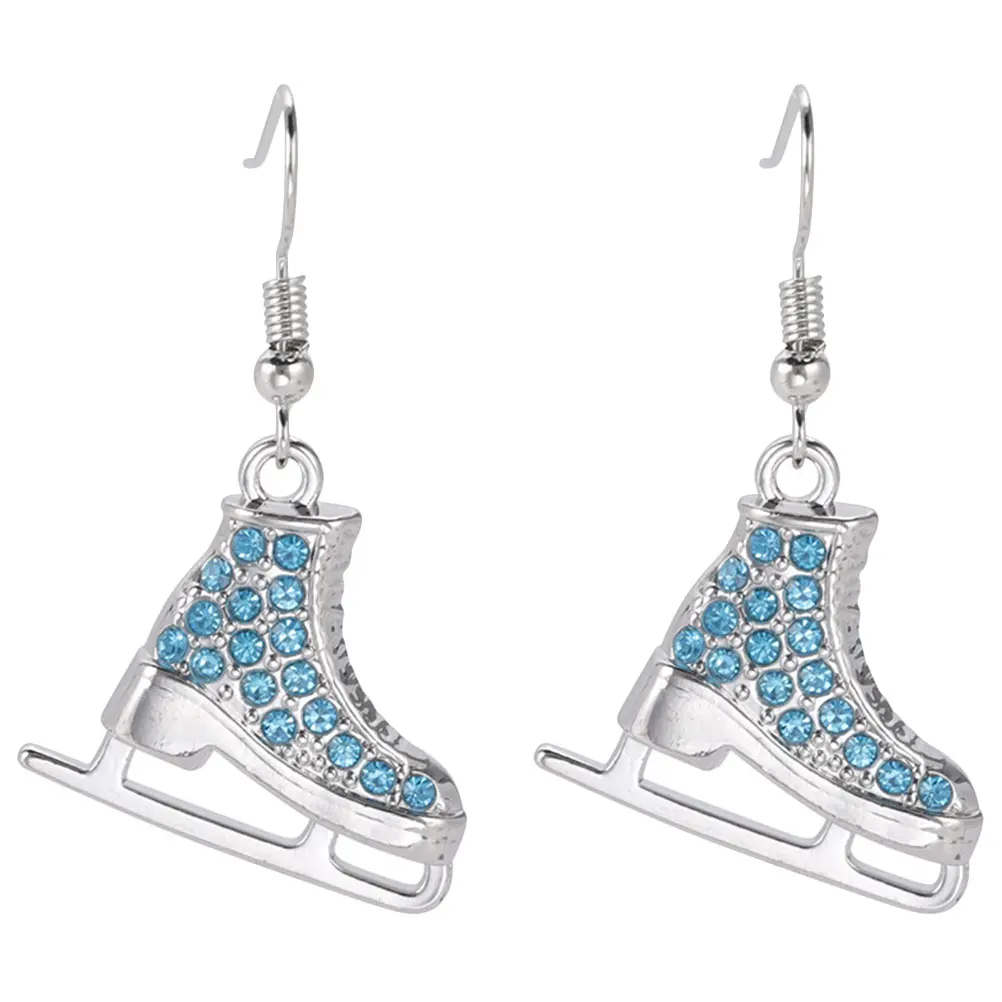 

1Pair Alloy Skating Earrings Rhinestone Dangle Sports Jewelry Winter Season Earrings for Women Figure Skating Accessories