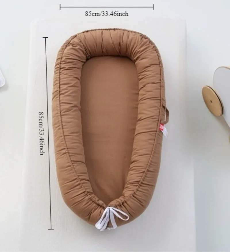 Solid Color Pillowless Foldable Baby Nest Portable Bassinet Co-Sleeper Bionic Fully Detachable Travel Crib