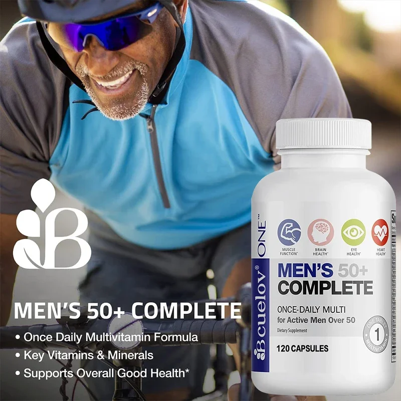 Bcuelov Men's 50+ Complete Multivitamin - 120 Capsules To Support Heart, Brain Health