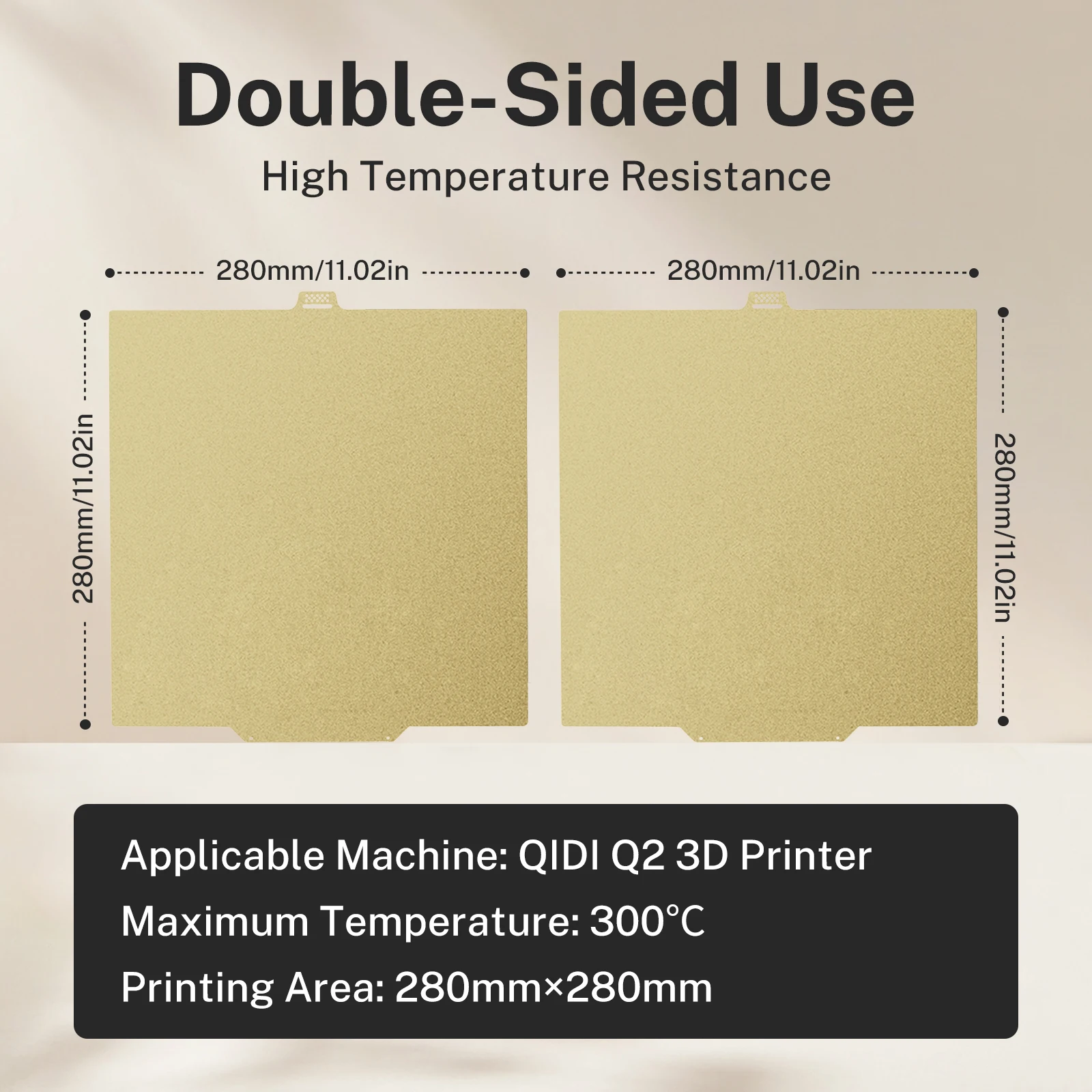 

Двусторонняя печатная пластина из пружинной стали с покрытием PEI/PEO/PET и карбоновым волокном для 3D-принтера QIDI Q2, термостойкая подложка для печати.