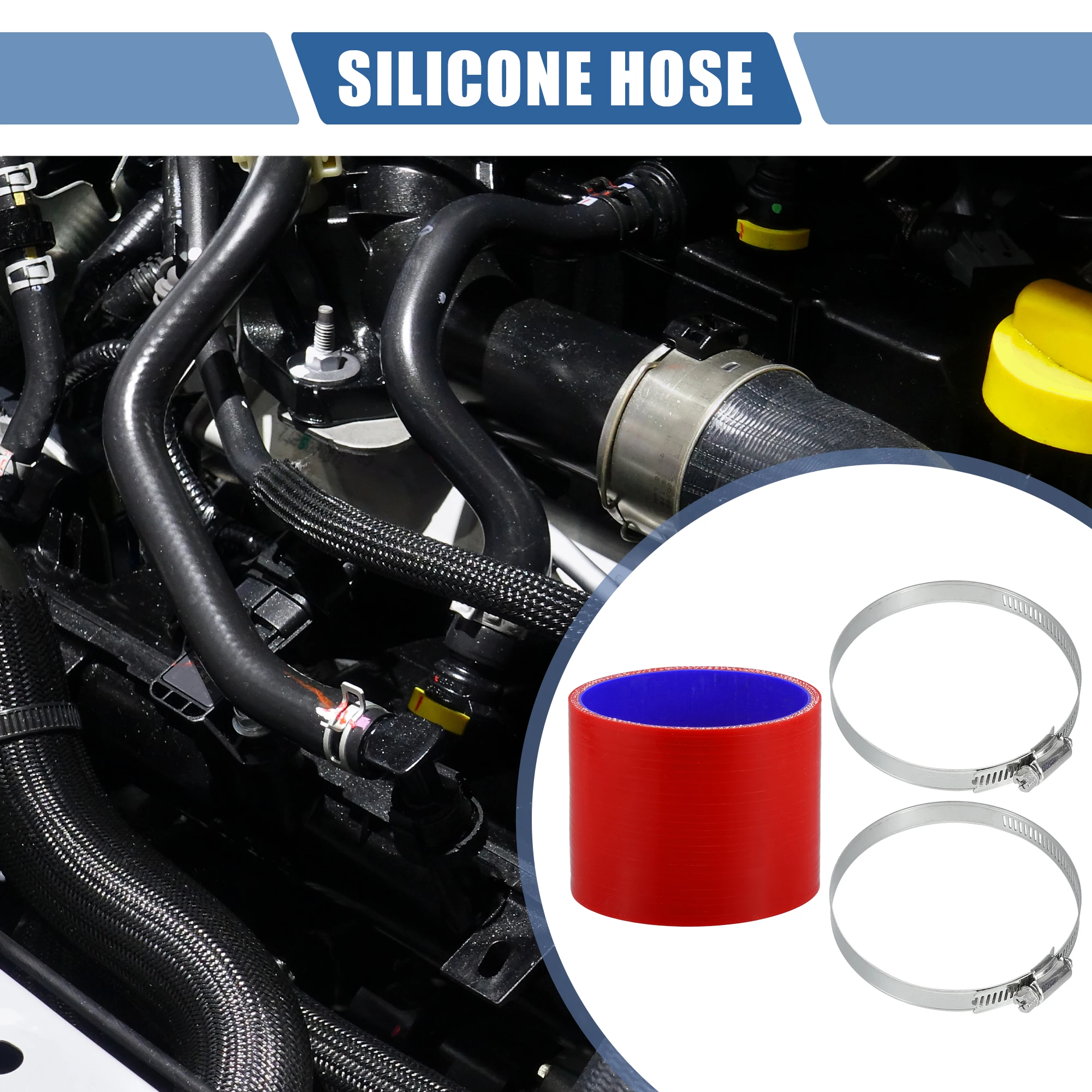 UXCELL 22mm 30mm 35mm 40mm 49mm 54mm 60mm 65mm 70mm 80mm-90mm Car Straight Silicone Hose Coupler Intercooler Tube w/ Clamps