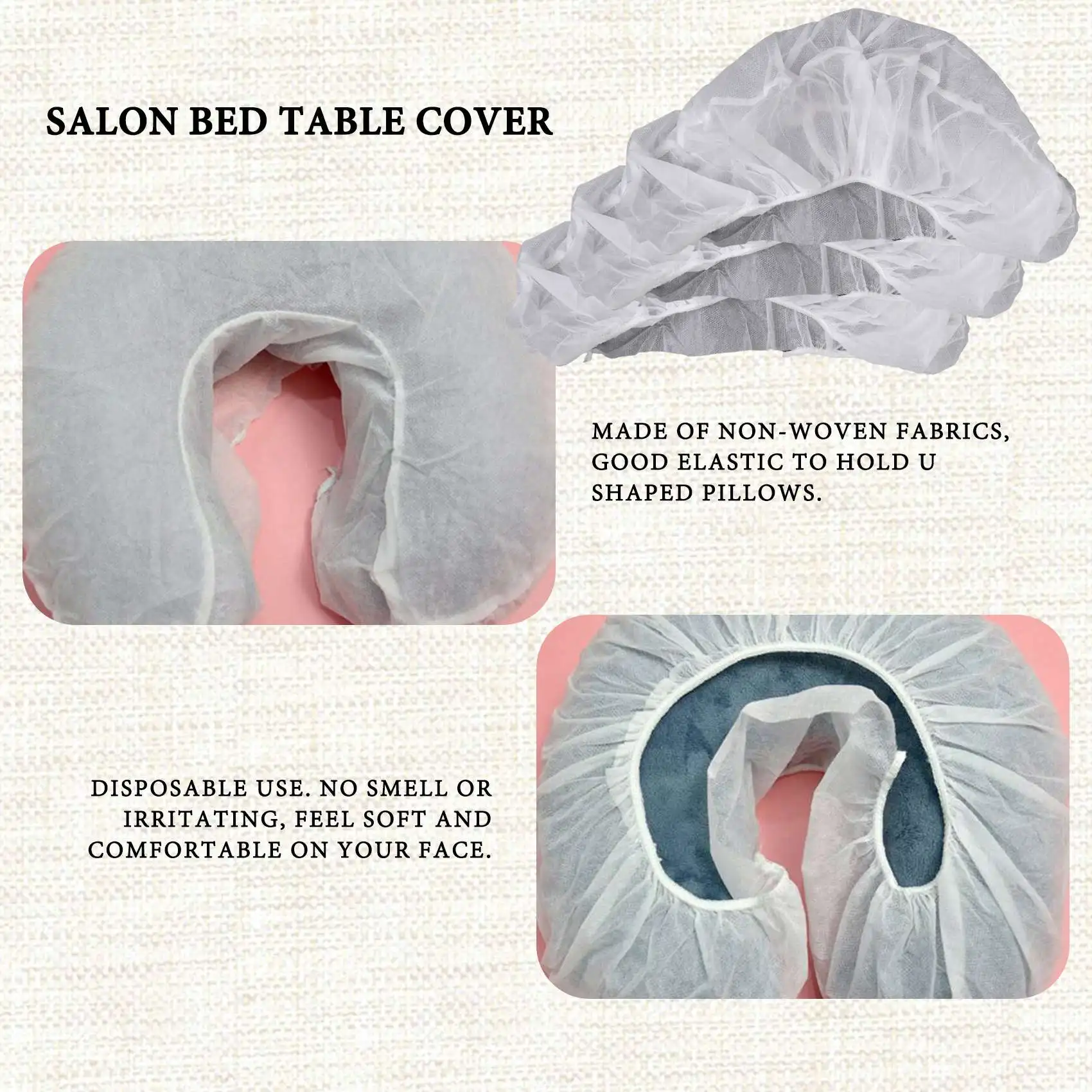 A27U nouveau 50Pc en forme de U jetable Non-tissé appui-tête oreiller papier beauté Spa Salon couverture de lit Massage visage berceau repose-tête couverture
