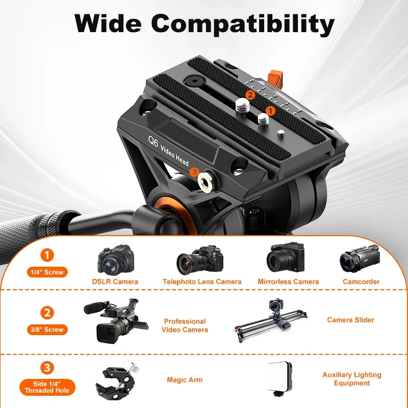 DF16LQ5S Professional Video Tripod With Fluid Head Heavy  Aluminum Alloy 72 Inch Tripod for Dslr factory